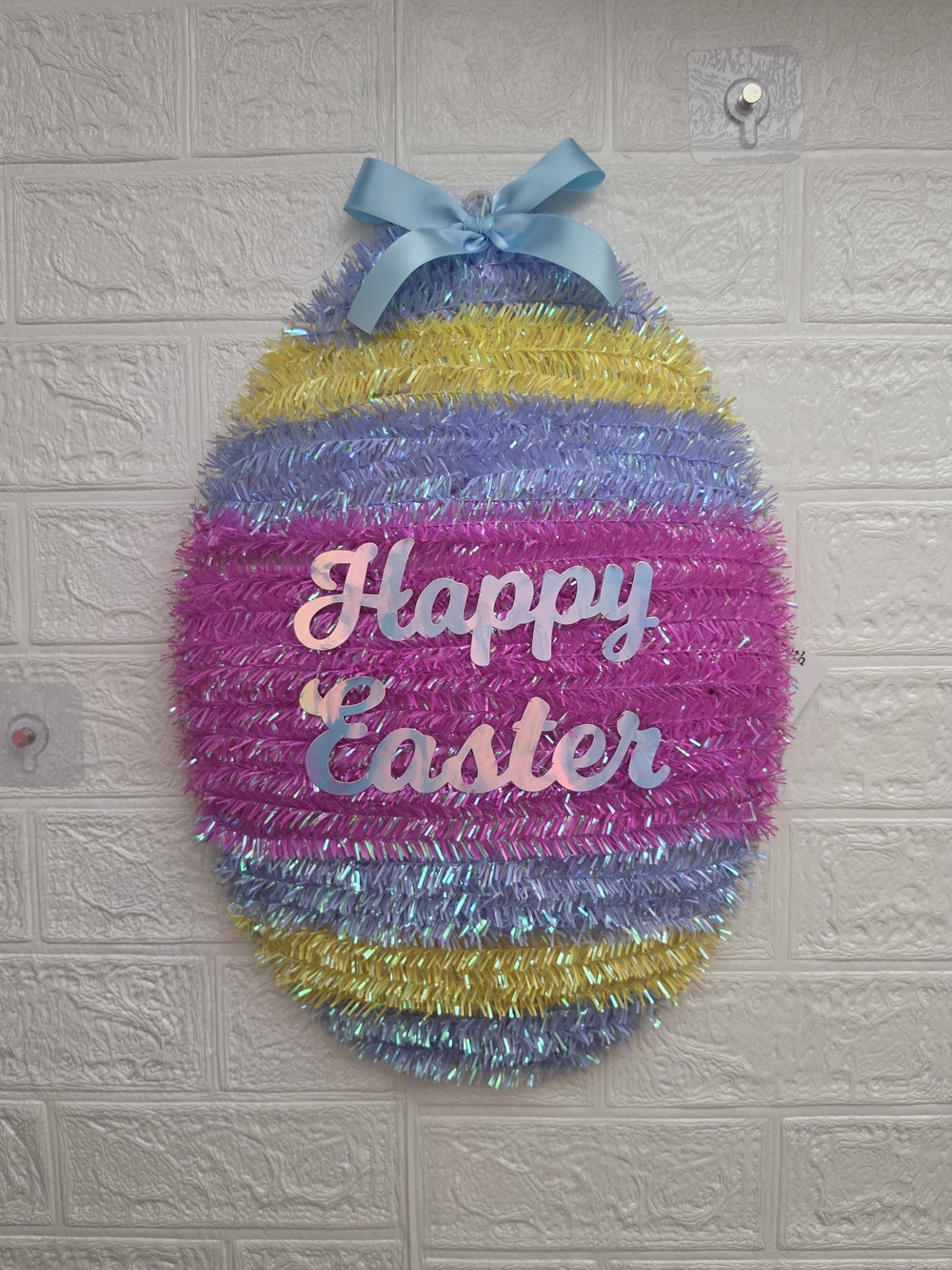 Happy Easter Egg Tinsel Wall Decor Multicolor 18" Easter by Way To Celebrate New